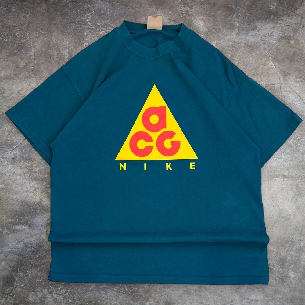 Nike ACG Classic Logo Blue Teal Graphic Tee Mens Size Medium Sportswear Outdoors